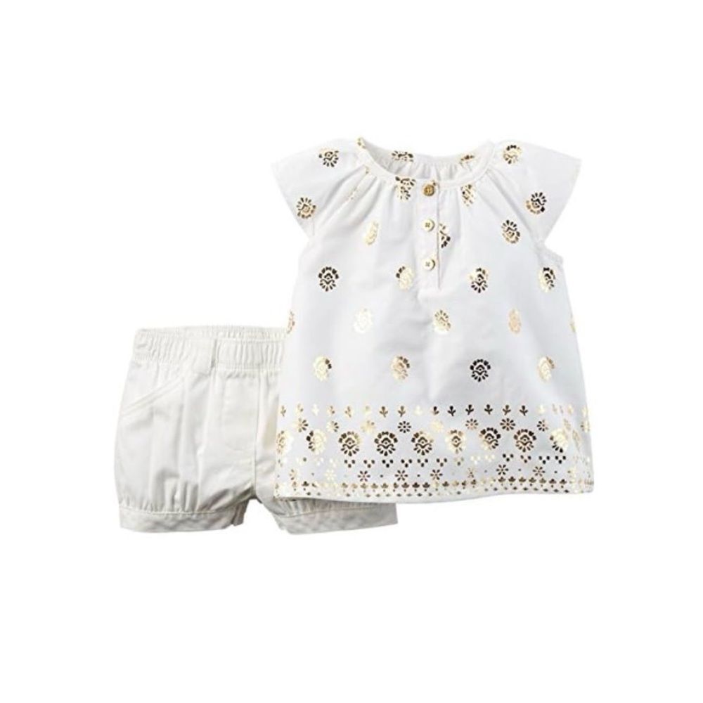 NWT Carter’s baby girl 2 piece set gold / white 3M